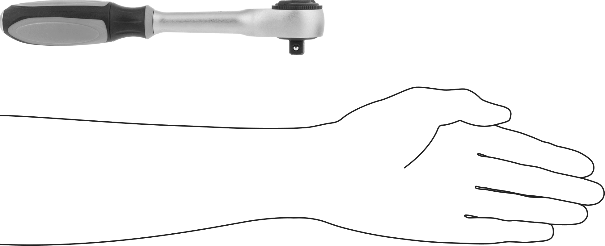 Büküm Saplı Cırcır Anahtarı, 3/8" Kare Tahrik
