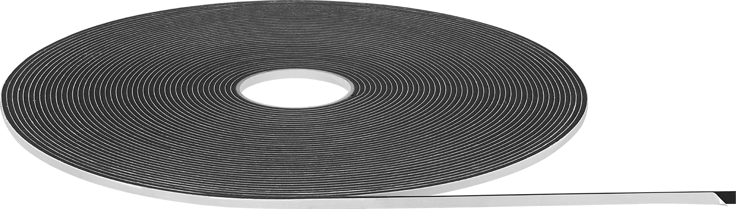Hava Koşullarına Dayanıklı Köpük Montaj Bandı, 1/8" Toplam Kalınlık, 1/4" Genişlik, 108 Fit Uzunluk, Siyah