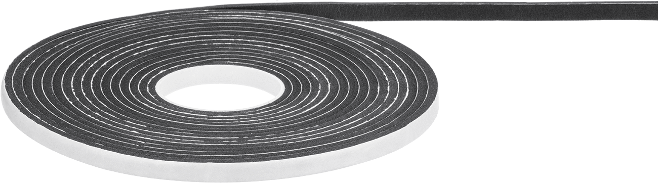 Hava Koşullarına Dayanıklı Köpük Montaj Bandı, 1/8" Toplam Kalınlık, 1/4" Genişlik, 15 Fit Uzunluk, Siyah