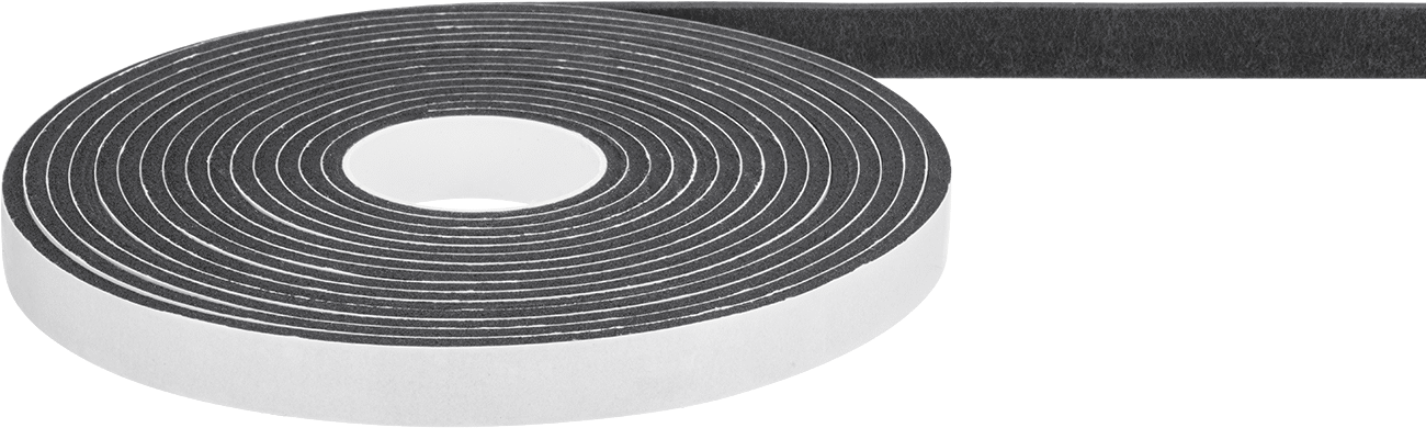 Hava Koşullarına Dayanıklı Köpük Montaj Bandı, 1/8" Toplam Kalınlık, 1/2" Genişlik, 15 Fit Uzunluk, Siyah