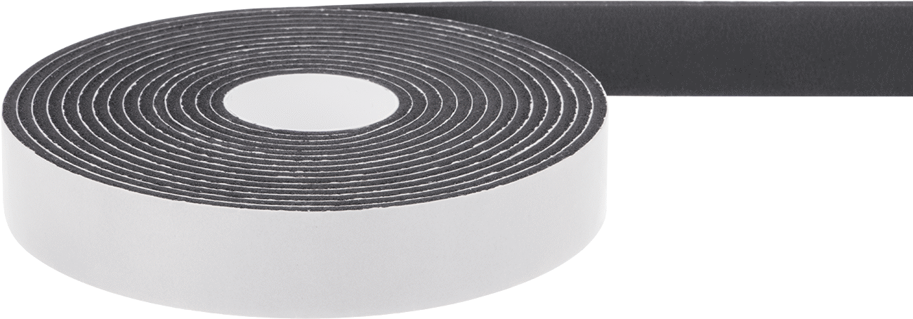 Hava Koşullarına Dayanıklı Köpük Montaj Bandı, 1/8" Toplam Kalınlık, 1" Genişlik, 15 Fit Uzunluk, Siyah