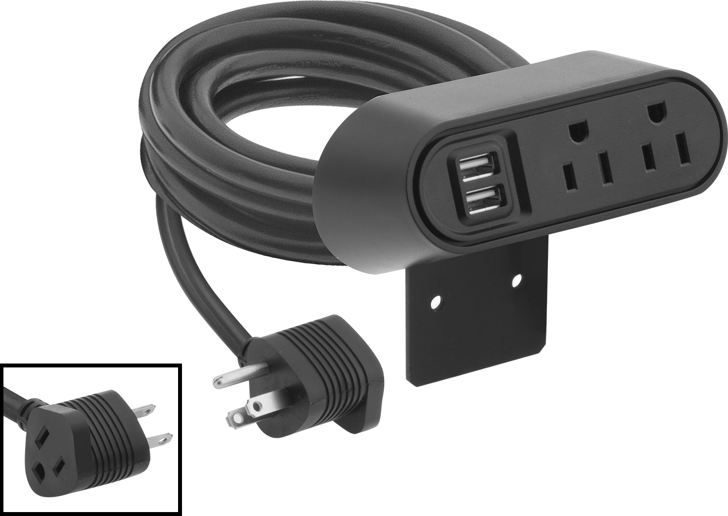 Tezgah Üstü Priz Şeridi, 2 Çıkış, 1 USB-A ve 1 USB-C Bağlantı Noktası, 6' Uzunlukta Kablo