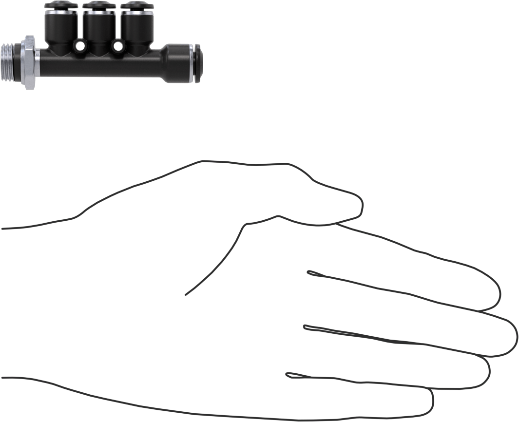 Evrensel Dişli Bas-Bağlan Tüp Bağlantı Parçası, Manifold, 1/4“ Boru Dış Çapı x 1/4 Boru Boyutu x 5/32” Boru Dış Çapı