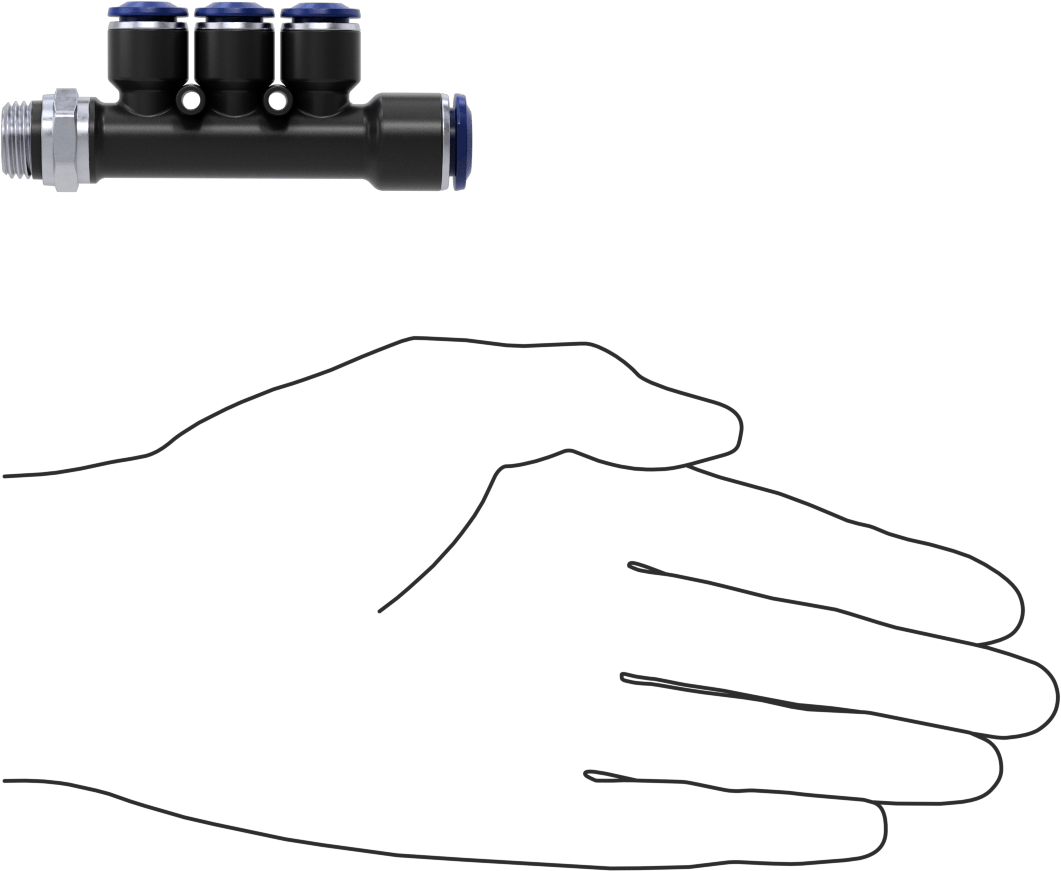 Evrensel Dişli Bas-Bağlan Tüp Bağlantı Parçası, Manifold, 3/8“ Boru Dış Çapı x 1/4 Boru Boyutu x 1/4” Boru Dış Çapı