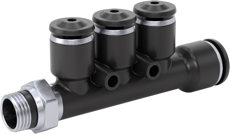 Evrensel Dişli Bas-Bağlan Tüp Bağlantı Parçası, Manifold, 8 mm Boru Dış Çapı x 1/8 Boru Boyutu x 4 mm Boru Dış Çapı
