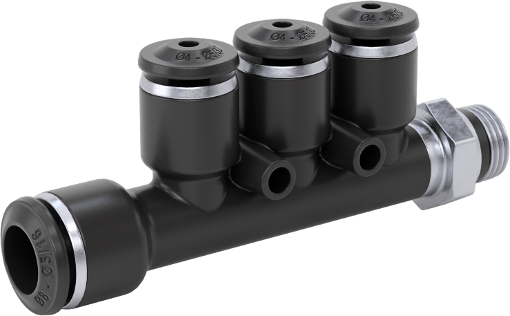 Evrensel Dişli Bas-Bağlan Tüp Bağlantı Parçası, Manifold, 8 mm Boru Dış Çapı x 1/8 Boru Boyutu x 4 mm Boru Dış Çapı