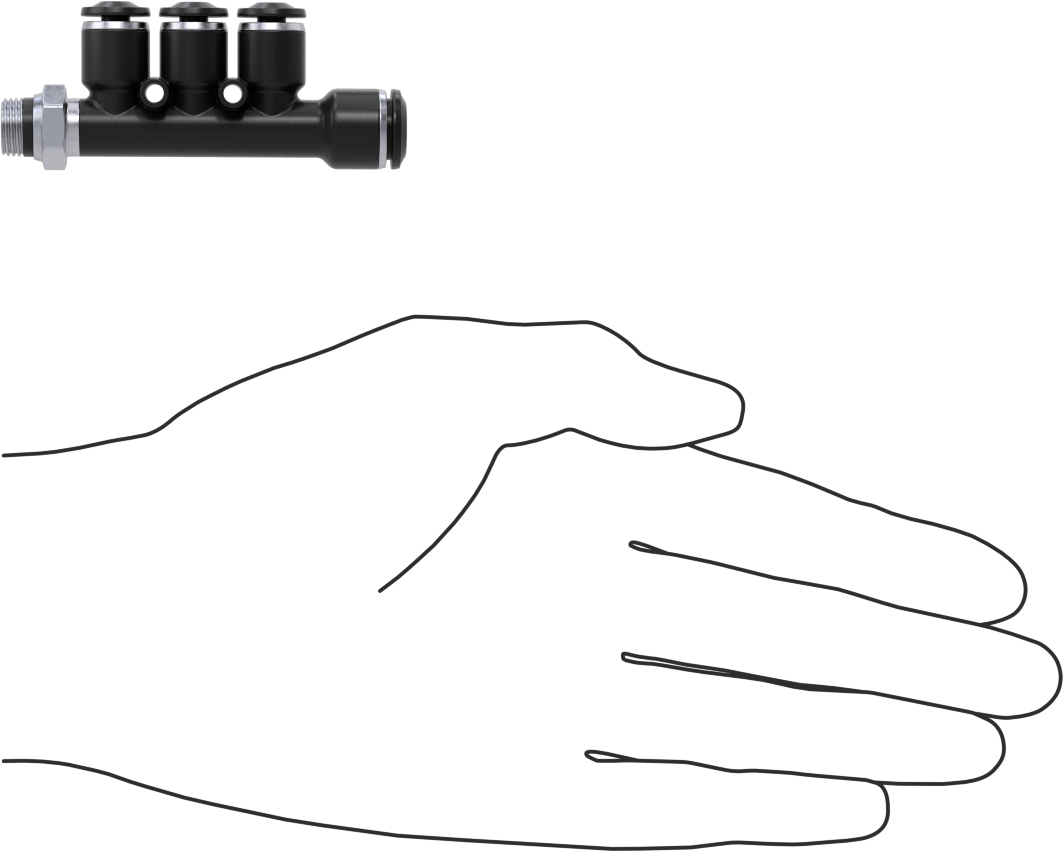 Evrensel Dişli Bas-Bağlan Tüp Bağlantı Parçası, Manifold, 8 mm Boru Dış Çapı x 1/8 Boru Boyutu x 4 mm Boru Dış Çapı