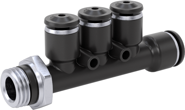 Evrensel Dişli Bas-Bağlan Tüp Bağlantı Parçası, Manifold, 8 mm Boru Dış Çapı x 1/4 Boru Boyutu x 4 mm Boru Dış Çapı