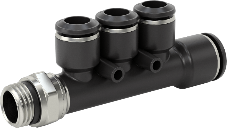 Evrensel Dişli Bas-Bağlan Tüp Bağlantı Parçası, Manifold, 10 mm Boru Dış Çapı x 1/4 Boru Boyutu x 8 mm Boru Dış Çapı