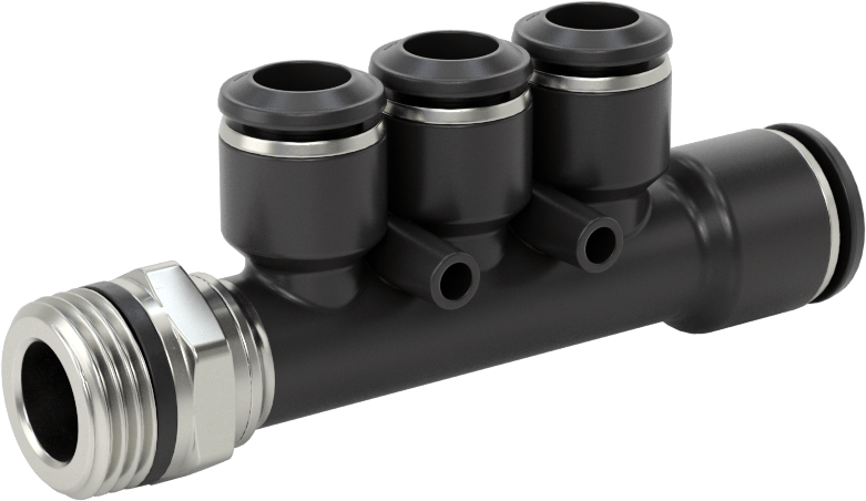 Evrensel Dişli Bas-Bağlan Tüp Bağlantı Parçası, Manifold, 10 mm Boru Dış Çapı x 3/8 Boru Boyutu x 8 mm Boru Dış Çapı