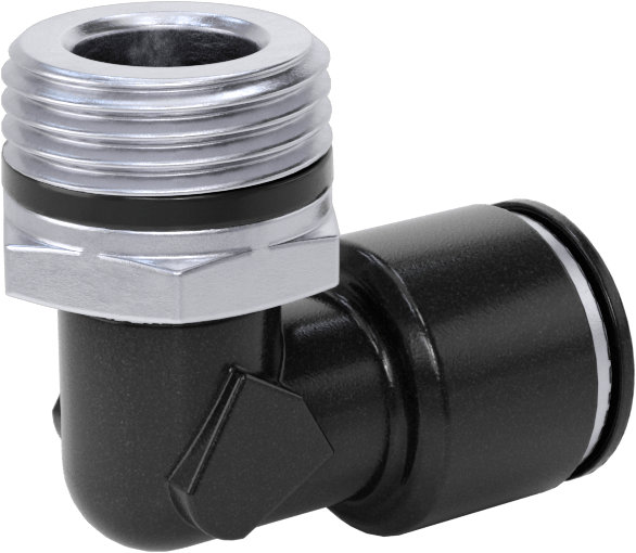 Evrensel Dişli Bas-Bağlan Tüp Bağlantı Parçası, Kısa 90 Derece Adaptör, 3/8" Boru Dış Çapı x 3/8 Boru Boyutu