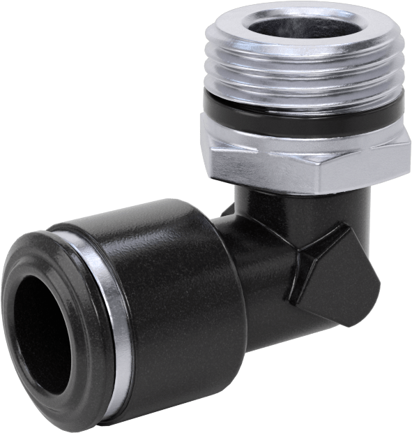 Evrensel Dişli Bas-Bağlan Tüp Bağlantı Parçası, Kısa 90 Derece Adaptör, 3/8" Boru Dış Çapı x 3/8 Boru Boyutu