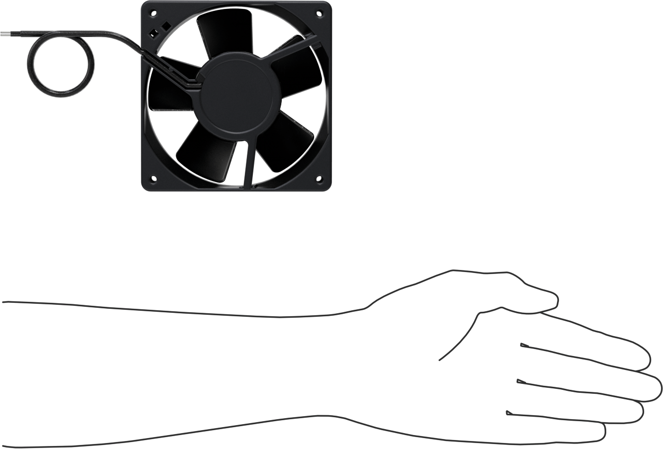 Yüksek Sıcaklık Ekipman Soğutma Fanı, Tel Uçlu, 230V AC, 80 mm Kare