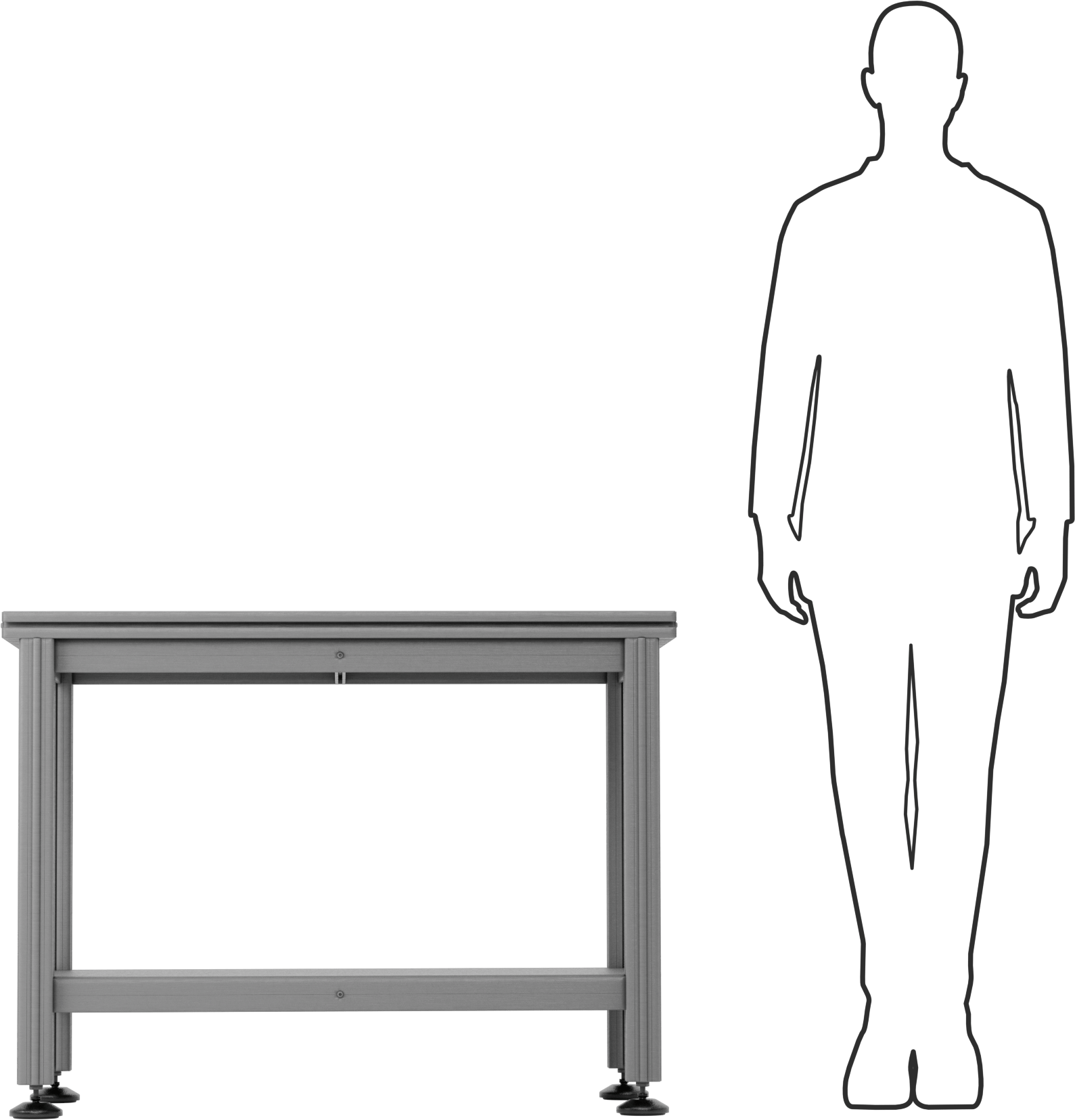 T-Yuvalı Sabitleme Masası, 1000 mm Uzunluk x 500 mm Genişlik x 750 mm Yükseklik Toplam