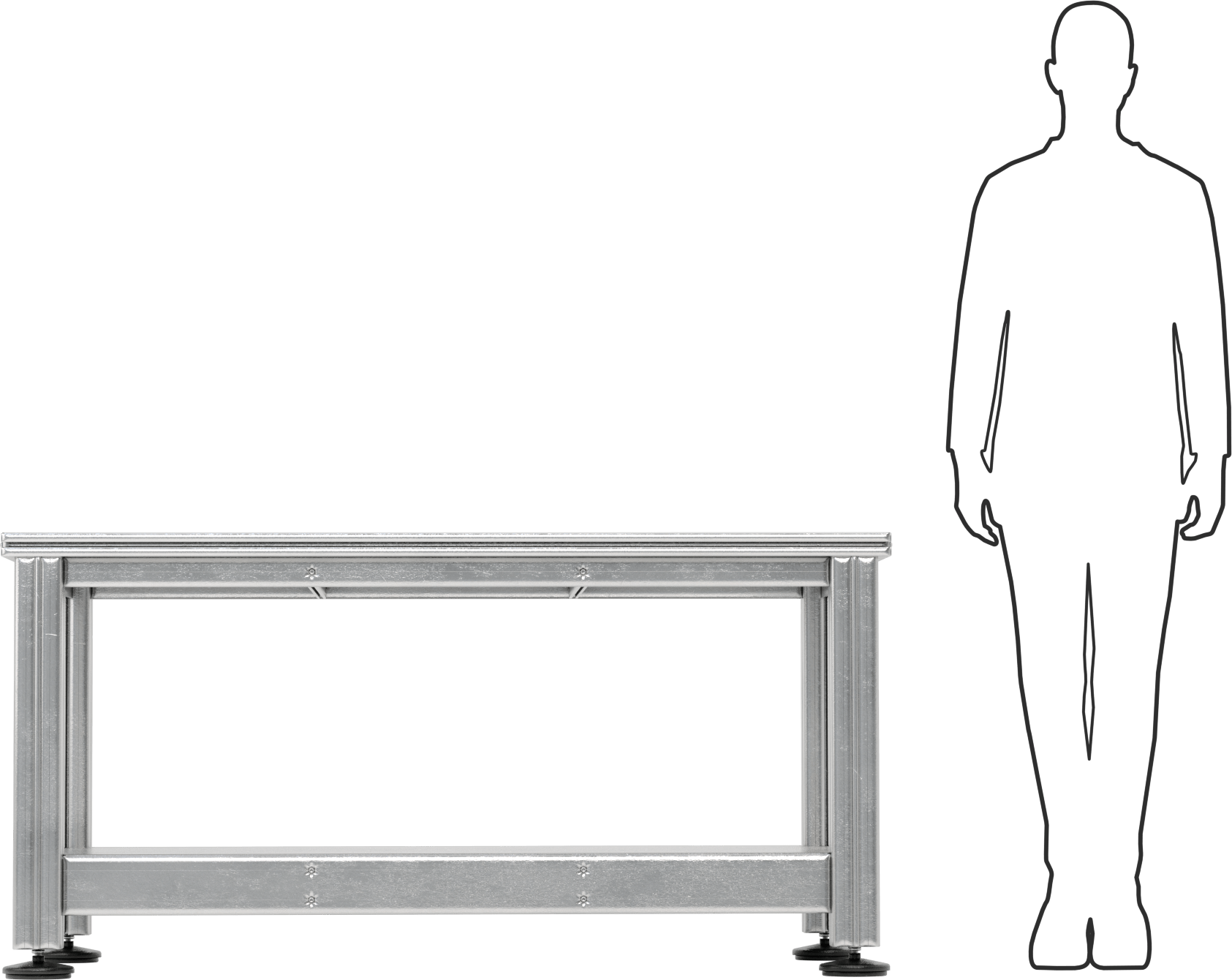 T-Yuvalı Sabitleme Masası, 1500 mm Uzunluk x 750 mm Genişlik x 750 mm Yükseklik Toplam