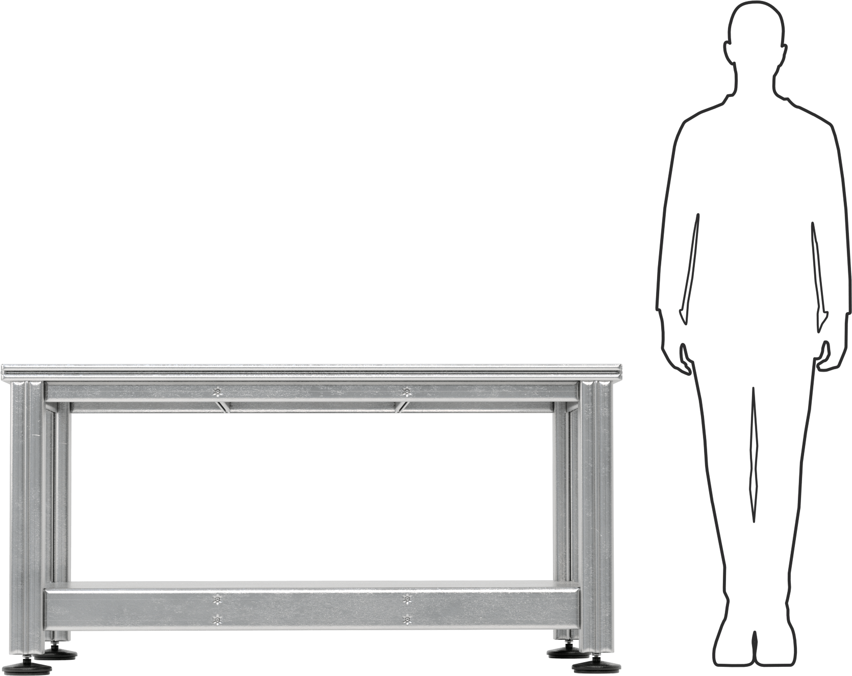 T-Yuvalı Sabitleme Masası, 1500 mm Uzunluk x 1000 mm Genişlik x 750 mm Toplam Yükseklik