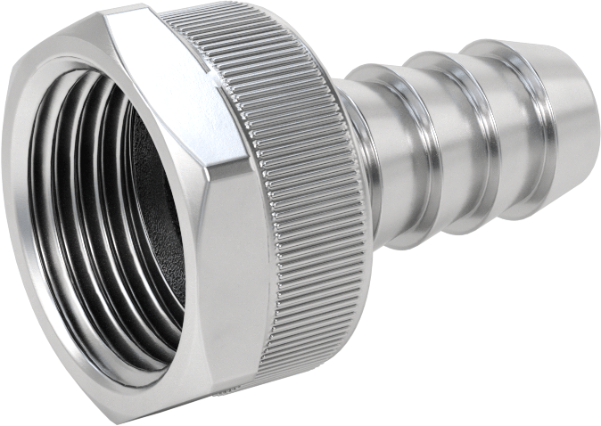 303 Paslanmaz Çelik Düz Adaptör, Döner, 5/8" Dikenli Hortum İç Çapı x 3/4 GHT Dişi için