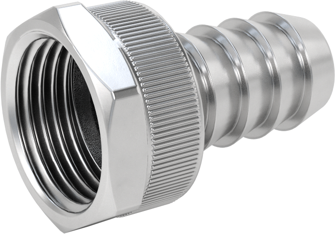 303 Paslanmaz Çelik Düz Adaptör, Döner, 3/4" Dikenli Hortum İç Çapı x 3/4 GHT Dişi