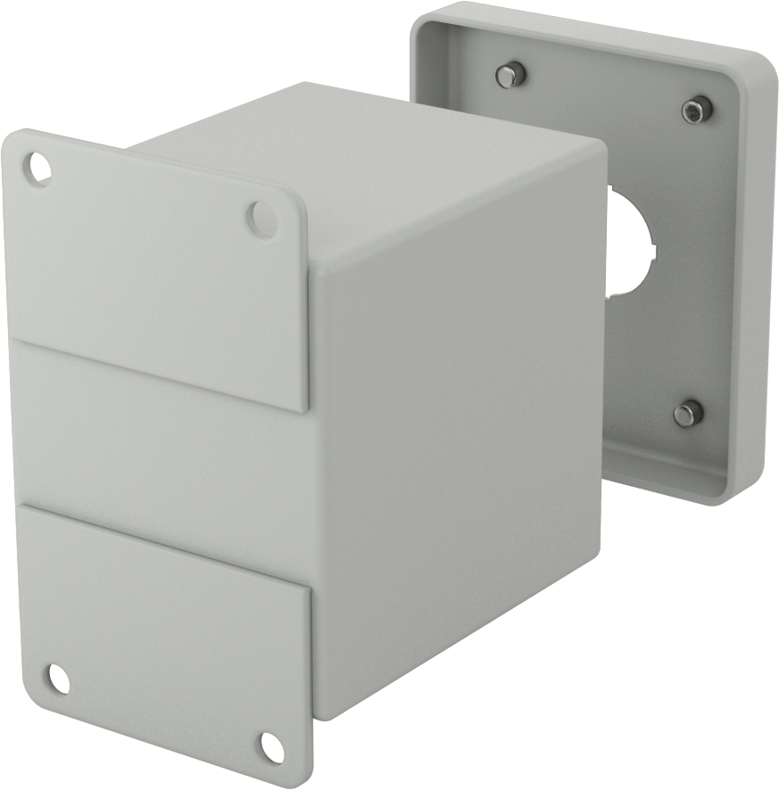 22 mm Basma Düğmesi için Toz Geçirmez Muhafaza, Çıkarılabilir Kapaklı, 1 Delik, 3-1/2" x 3-3/4"