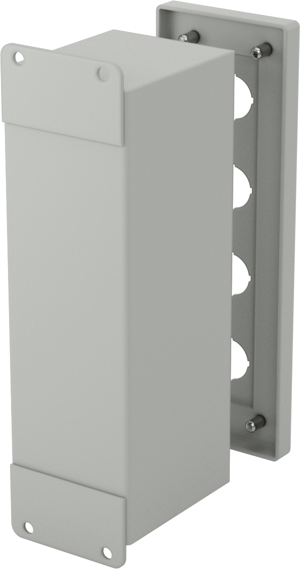 22 mm Basma Düğmesi için Toz Geçirmez Muhafaza, Çıkarılabilir Kapaklı, 4 Delik, 9" x 3-3/4"