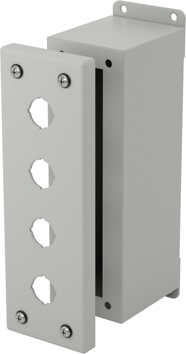 22 mm Basma Düğmesi için Toz Geçirmez Muhafaza, Çıkarılabilir Kapaklı, 4 Delik, 9" x 3-3/4"