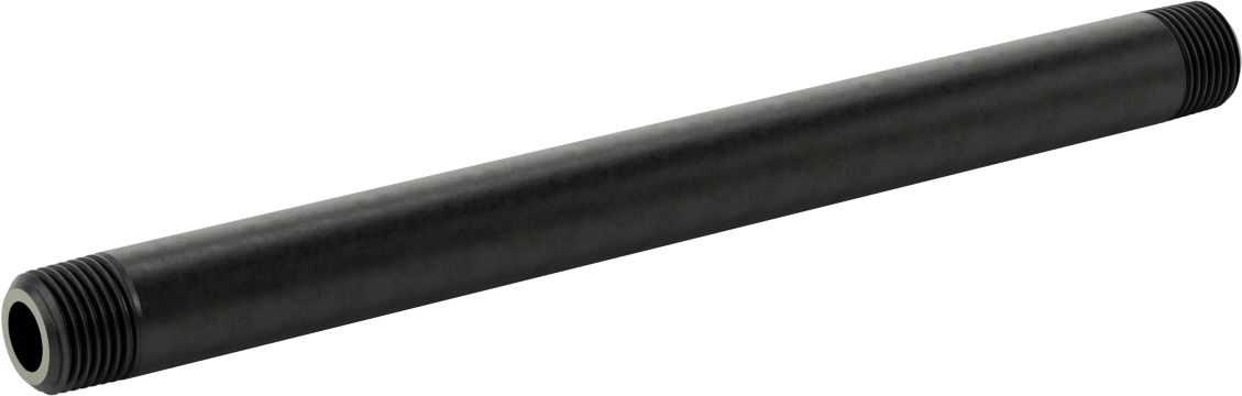 Ekstra Kalın Cidarlı Çelik Boru Nipeli, Her İki Ucu Dişli, 1/2 NPT, 10" Uzunluk