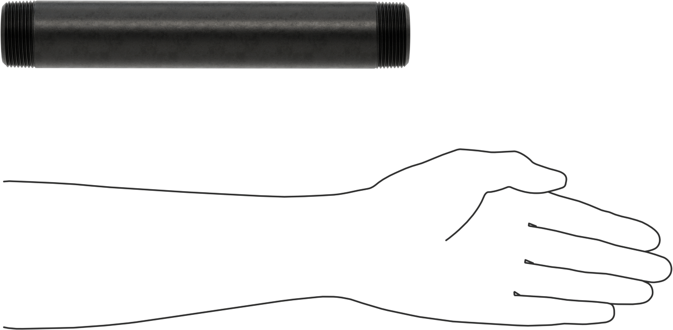Ekstra Kalın Cidarlı Çelik Boru Nipeli, Her İki Ucu Dişli, 1-1/4 NPT, 10" Uzunluk