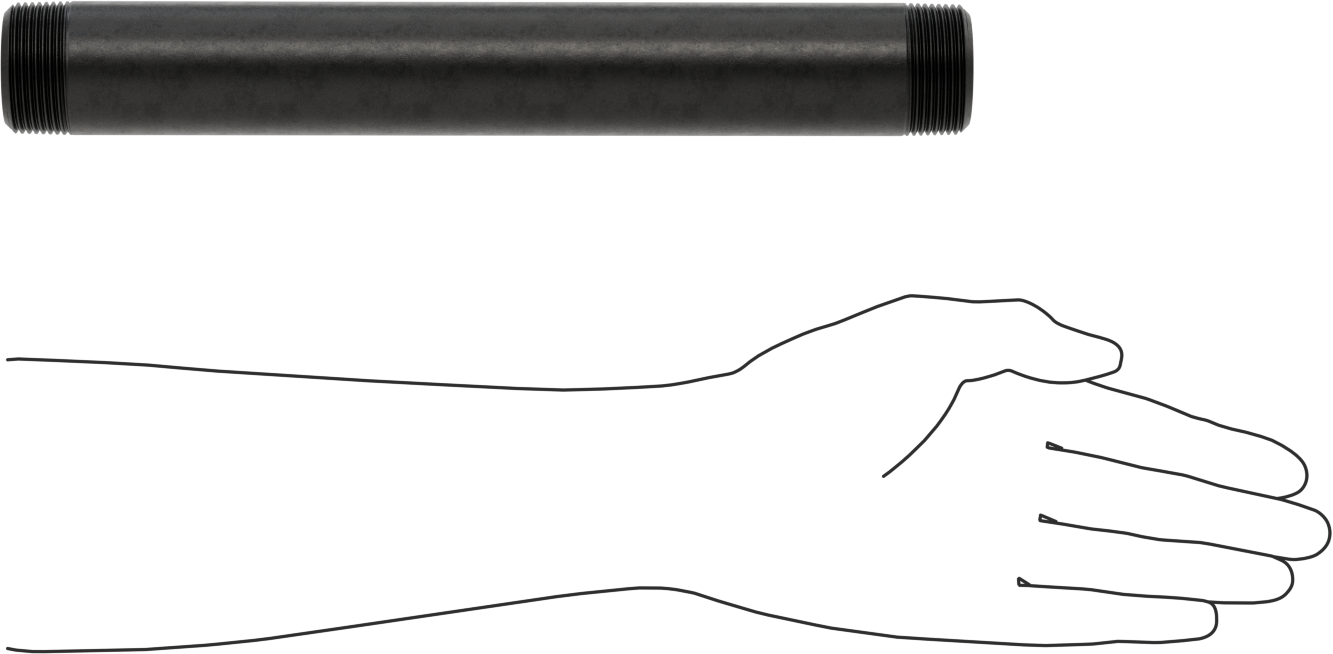 Ekstra Kalın Cidarlı Çelik Boru Nipeli, Her İki Ucu Dişli, 1-1/4 NPT, 12" Uzunluk