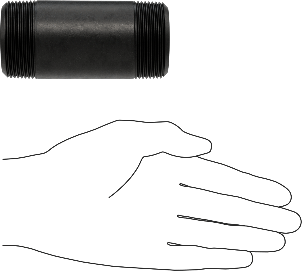 Ekstra Kalın Cidarlı Çelik Boru Nipeli, Her İki Ucu Dişli, 1-1/2 NPT, 4" Uzunluk