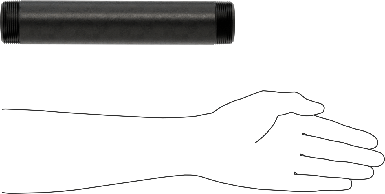 Ekstra Kalın Cidarlı Çelik Boru Nipeli, Her İki Ucu Dişli, 1-1/2 NPT, 10" Uzunluk