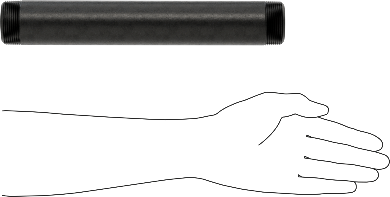 Ekstra Kalın Cidarlı Çelik Boru Nipeli, Her İki Ucu Dişli, 1-1/2 NPT, 12" Uzunluk