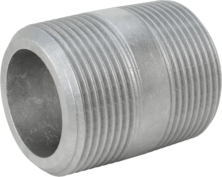 Ekstra Kalın Cidarlı Galvanizli Çelik Boru Nipeli, Her İki Ucu Dişli, 1-1/4 NPT, 2" Uzunluk
