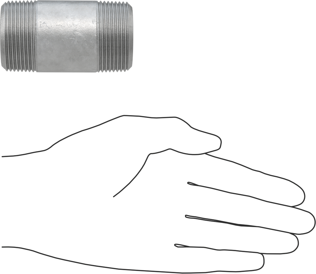 Ekstra Kalın Cidarlı Galvanizli Çelik Boru Nipeli, Her İki Ucu Dişli, 1-1/4 NPT, 3" Uzunluk