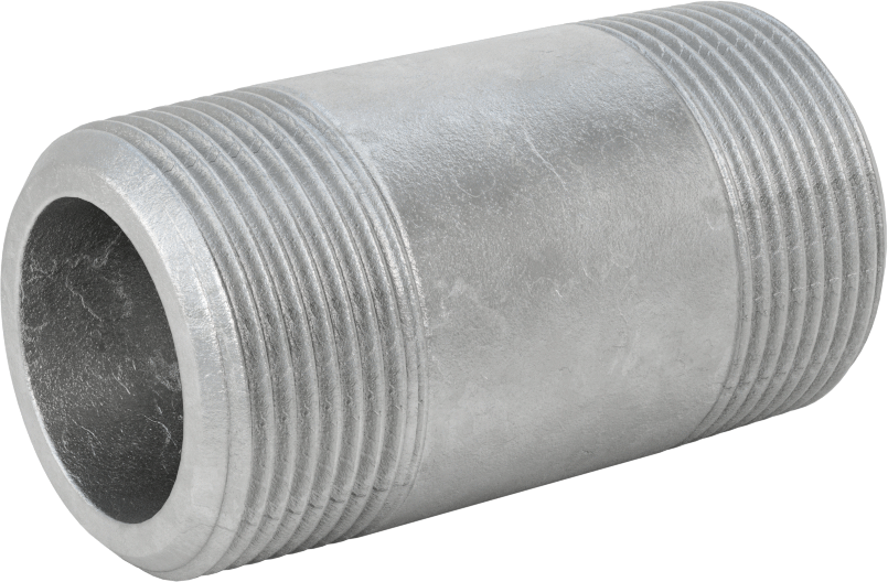 Ekstra Kalın Cidarlı Galvanizli Çelik Boru Nipeli, Her İki Ucu Dişli, 1-1/4 NPT, 3" Uzunluk