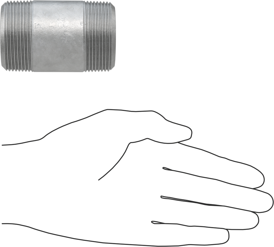 Ekstra Kalın Cidarlı Galvanizli Çelik Boru Nipeli, Her İki Ucu Dişli, 1-1/2 NPT, 3" Uzunluk