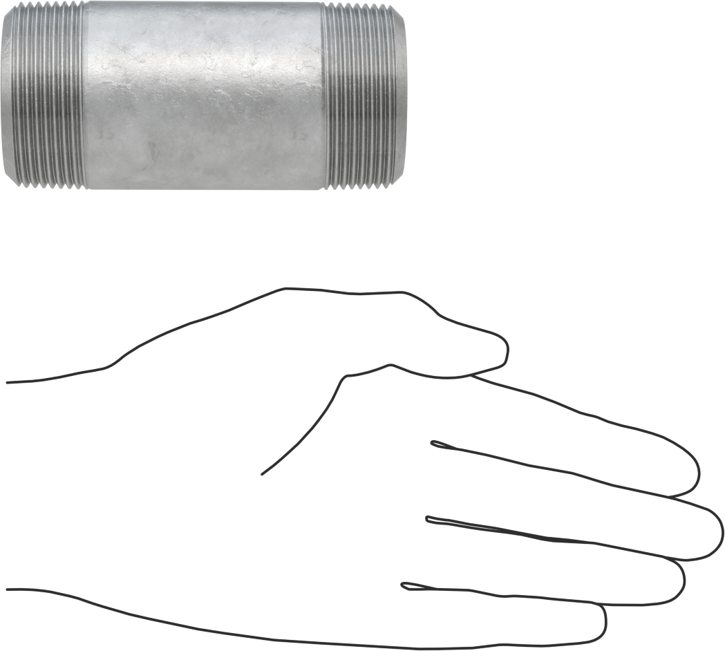 Ekstra Kalın Cidarlı Galvanizli Çelik Boru Nipeli, Her İki Ucu Dişli, 1-1/2 NPT, 4" Uzunluk