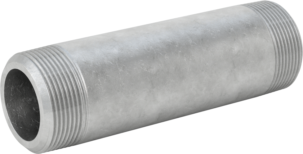 Ekstra Kalın Cidarlı Galvanizli Çelik Boru Nipeli, Her İki Ucu Dişli, 1-1/2 NPT, 6 inç Uzunluk
