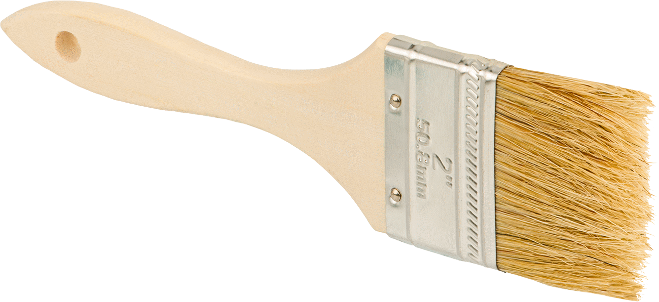 Ahşap Saplı Tek Kullanımlık Fırça, Solvent Bazlı Kaplama için, 2“ Genişlik x 1-1/2” Uzunlukta Kıllar