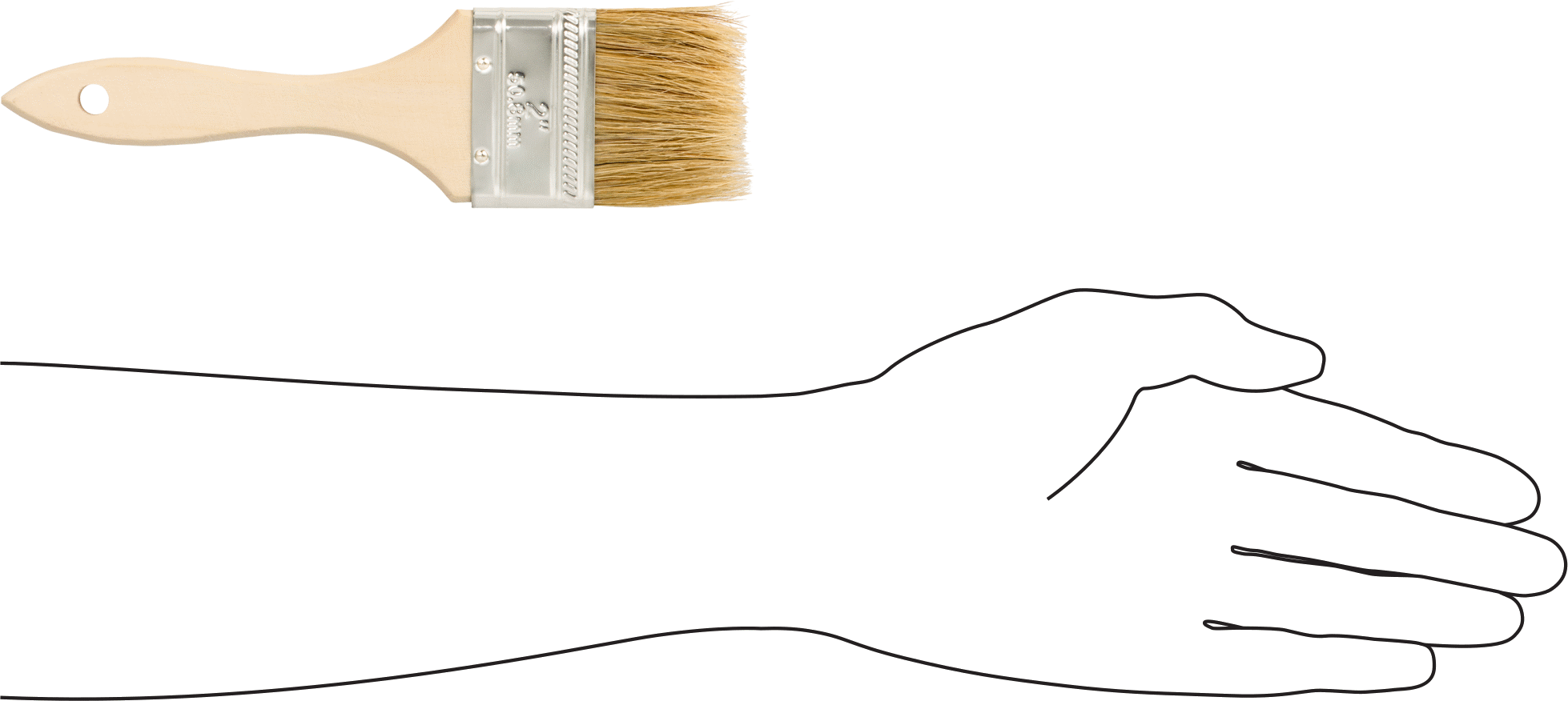 Ahşap Saplı Tek Kullanımlık Fırça, Solvent Bazlı Kaplama için, 2“ Genişlik x 1-1/2” Uzunlukta Kıllar