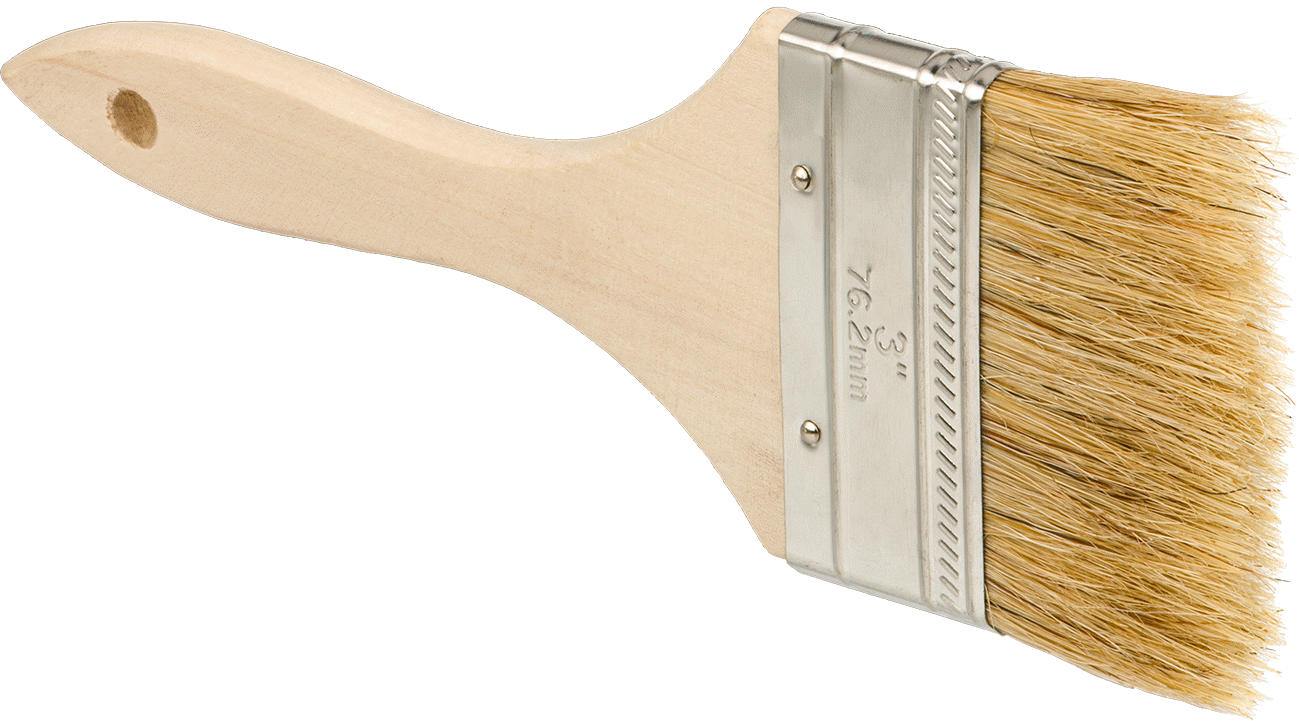 Ahşap Saplı Tek Kullanımlık Fırça, Solvent Bazlı Kaplama için, 3“ Genişlik x 1-1/2” Uzunlukta Kıllar
