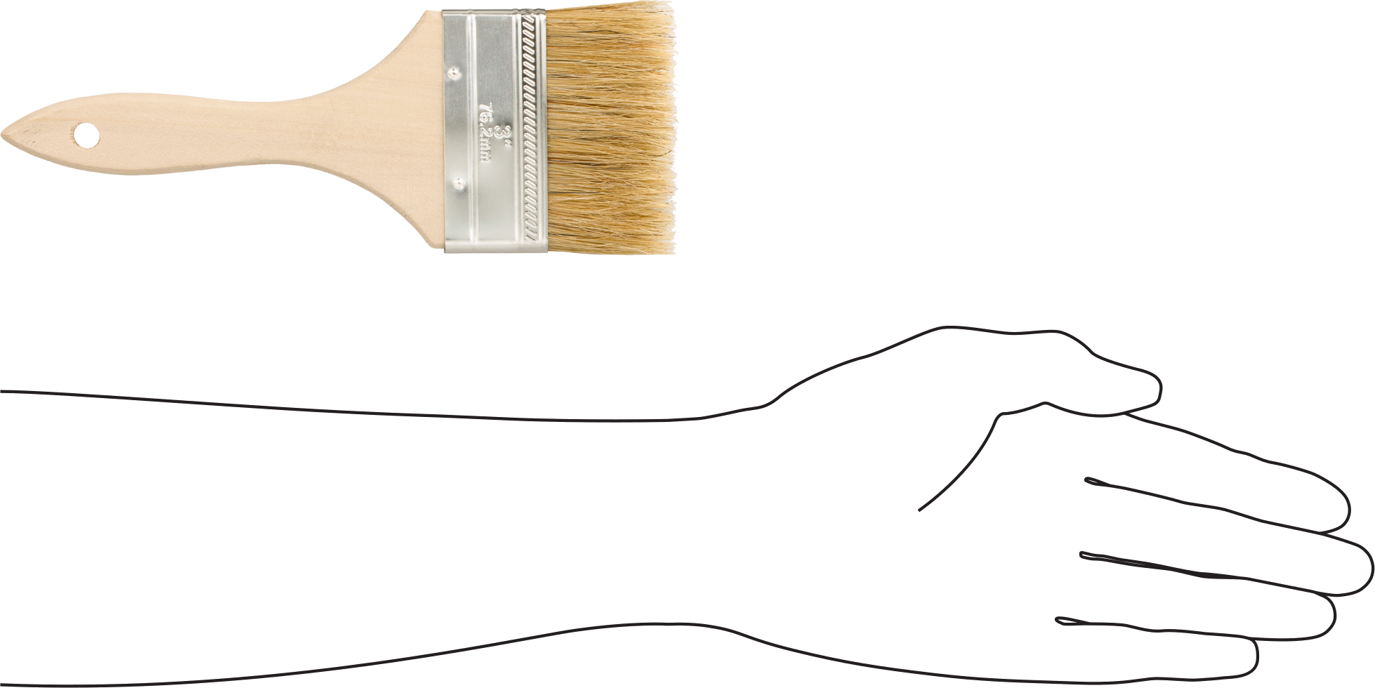 Ahşap Saplı Tek Kullanımlık Fırça, Solvent Bazlı Kaplama için, 3“ Genişlik x 1-1/2” Uzunlukta Kıllar