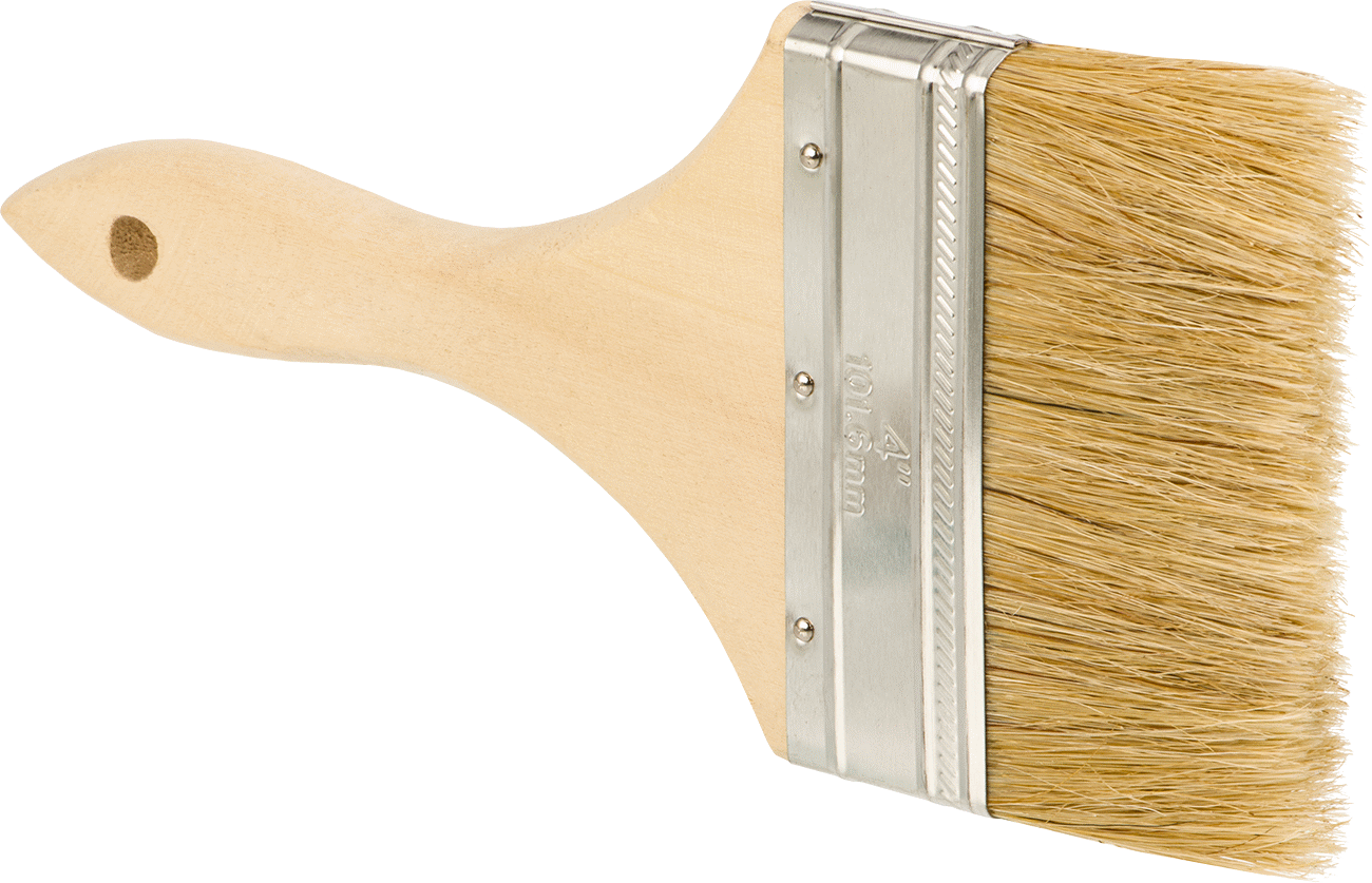 Ahşap Saplı Tek Kullanımlık Fırça, Solvent Bazlı Kaplamalar için, 4“ Genişlik x 2” Uzunluk Kıllar