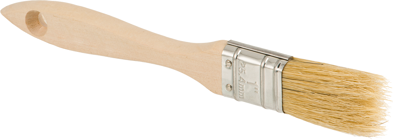 Ahşap Saplı Tek Kullanımlık Fırça, Solvent Bazlı Kaplama için, 1“ Genişlik x 1-3/4” Uzunluk Kıllar