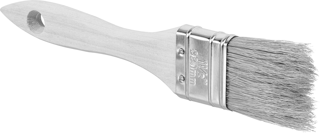 Ahşap Saplı Tek Kullanımlık Fırça, Solvent Bazlı Kaplama için, 1,5“ Genişlik x 1,75” Uzunluk Kıllı