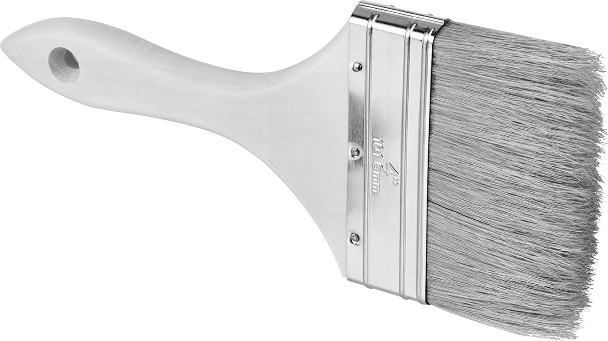 Ahşap Saplı Tek Kullanımlık Fırça, Solvent Bazlı Kaplama için, 4“ Genişlik x 2-1/4” Uzunlukta Kıllar