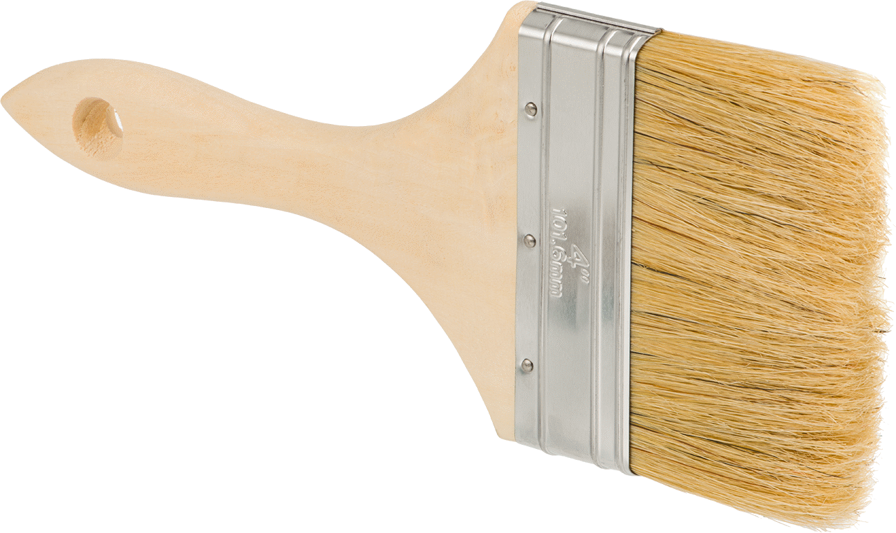 Ahşap Saplı Tek Kullanımlık Fırça, Solvent Bazlı Kaplama için, 4“ Genişlik x 2-1/4” Uzunlukta Kıllar
