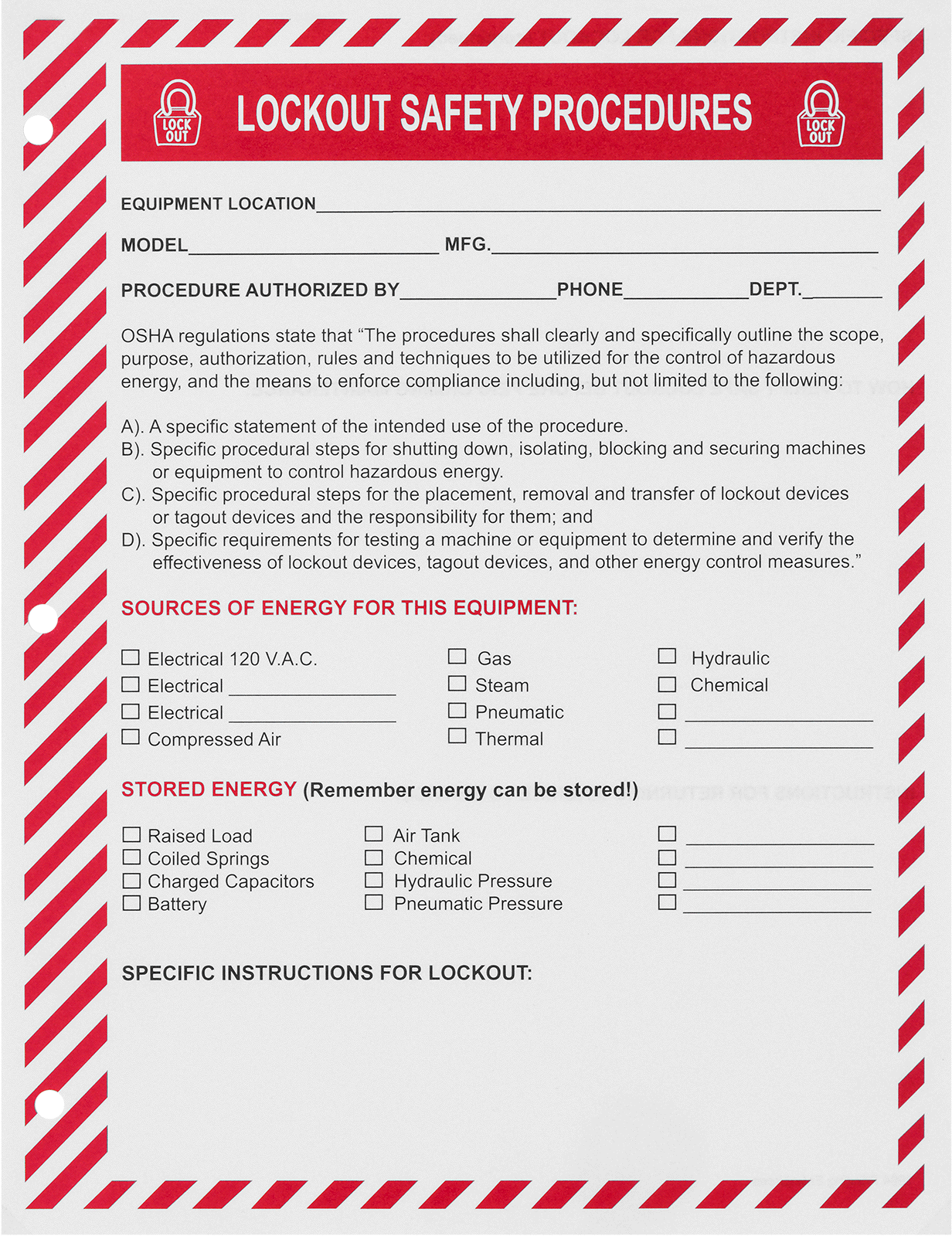 Lockout Procedure Template Forms