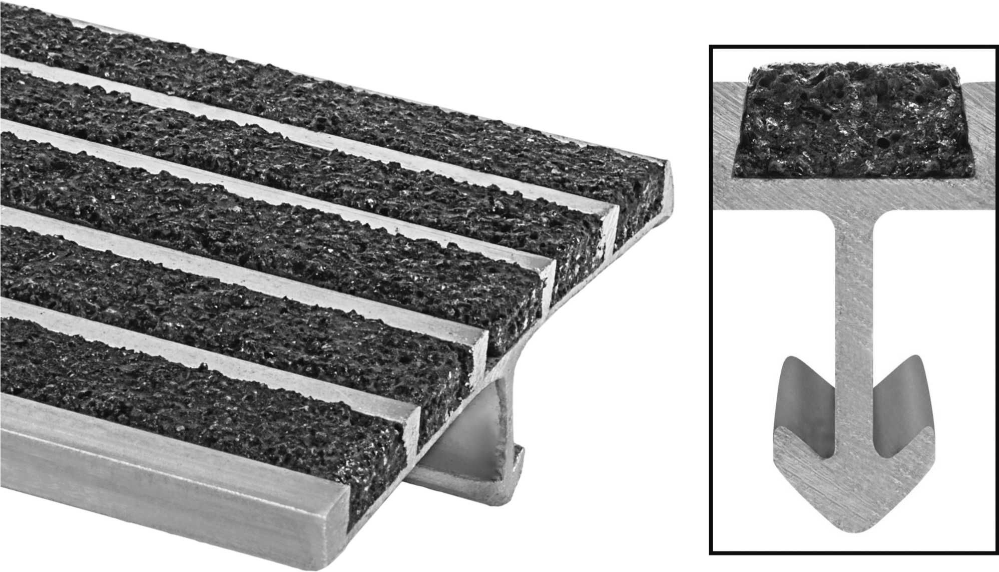 Islak Beton için Alüminyum Merdiven Kenar Profili, Kum, 2-7/8" Derinlik