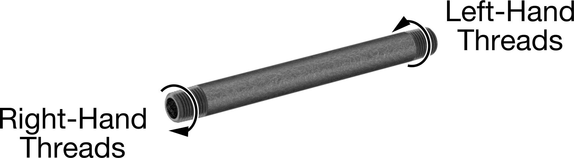 Sağ ve Sol Dişli Standart Cidarlı Çelik Boru Nipeli, 1/8 NPT, 4" Uzunluk