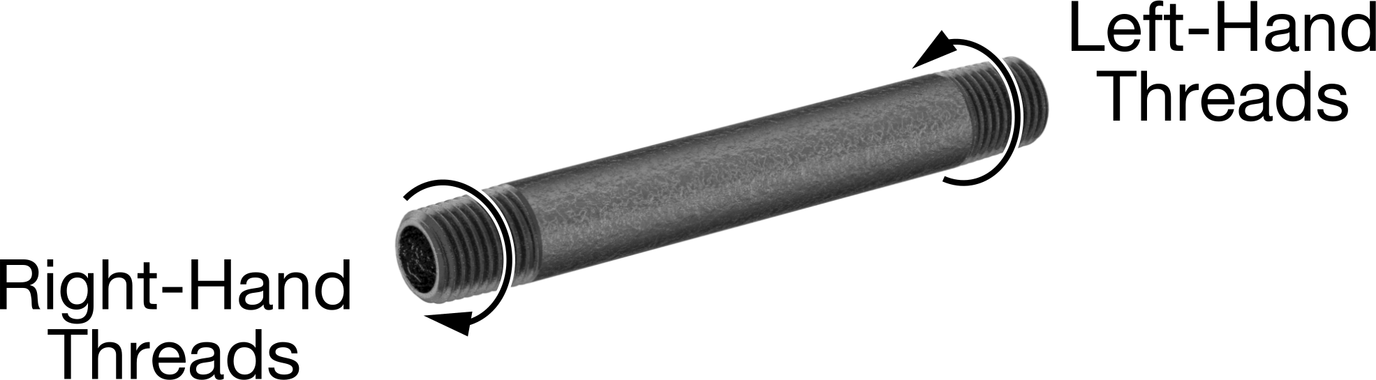 Sağ ve Sol Dişli Standart Cidarlı Çelik Boru Nipeli, 1/4 NPT, 4" Uzunluk